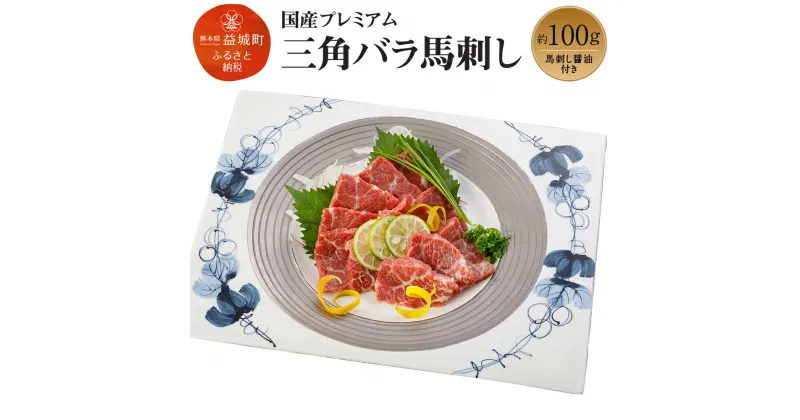 【ふるさと納税】馬刺し ブロック 国産 熊本 冷凍 生食用 専用醤油 希少部位 プレミアム三角バラ馬刺し 約100g×1パック