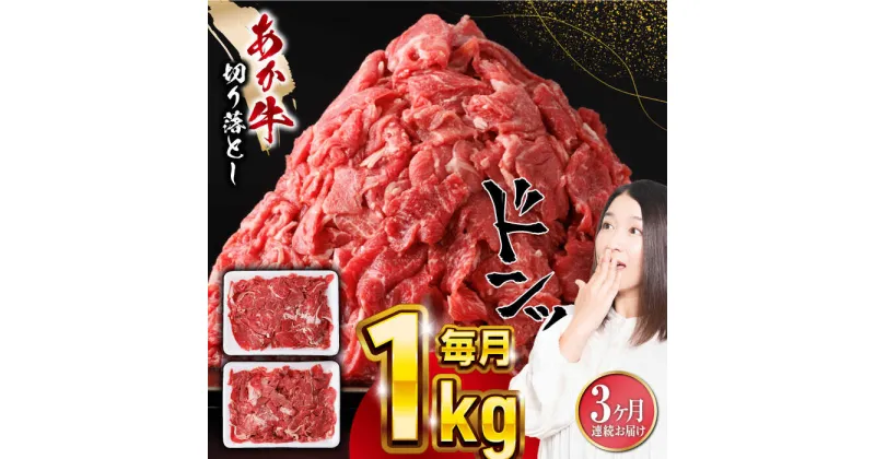 【ふるさと納税】【全3回定期便】熊本県産 あか牛 切り落とし 合計3kg (500g×2P) 熊本 赤牛 褐牛 あかうし 褐毛和種 肥後 冷凍 国産 牛肉【五右衛門フーズ】[YBZ021]