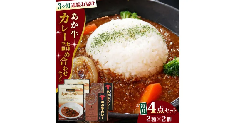 【ふるさと納税】【全3回定期便】熊本県産 あか牛 カレー詰め合わせセット 計4個 ( カレー 2種 各2個 ) 熊本和牛【有限会社 三協畜産】[YCG063]