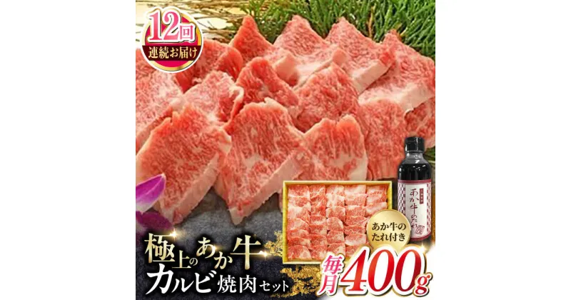 【ふるさと納税】【全12回定期便】熊本県産 あか牛 カルビ焼肉セット 400g 冷凍 専用タレ付き あか牛のたれ付き 熊本和牛【有限会社 三協畜産】[YCG085]