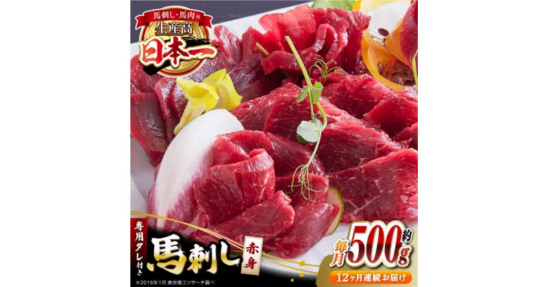 【ふるさと納税】【全12回定期便】国内肥育 馬刺し 赤身 約500g 専用タレ付き 熊本 山都町 冷凍 馬肉 馬刺 ヘルシー 小分け【有限会社 丸重ミート】[YAK041]