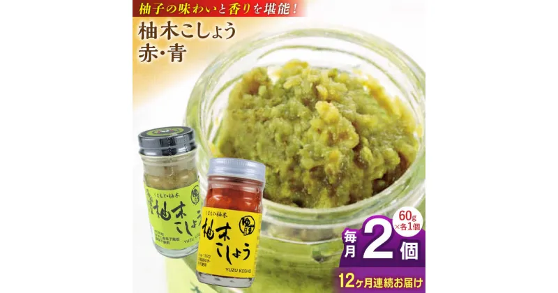 【ふるさと納税】【全12回定期便】柚木こしょう 赤 青 各1個 食べ比べセット ( 60g × 2個 ) 柚子胡椒 ゆず 柚子 胡椒 調味料 熊本 山都町【本田農園】[YDL034]