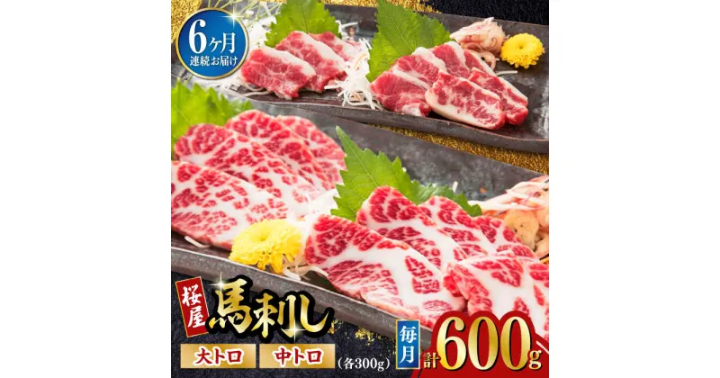 【ふるさと納税】【全6回定期便】馬刺し 2種 計600g (大トロ 中トロ)各300g 熊本 冷凍 馬肉 馬刺 ヘルシー【有限会社 桜屋】[YBW105]