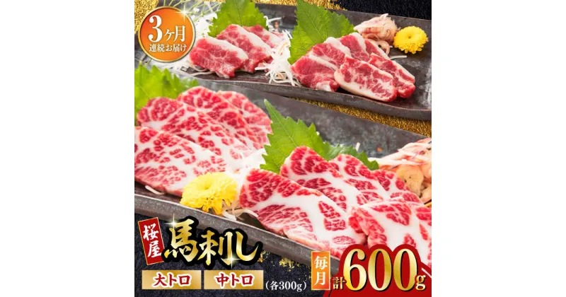 【ふるさと納税】【全3回定期便】馬刺し 2種 計600g (大トロ 中トロ)各300g 熊本 冷凍 馬肉 馬刺 ヘルシー【有限会社 桜屋】[YBW104]