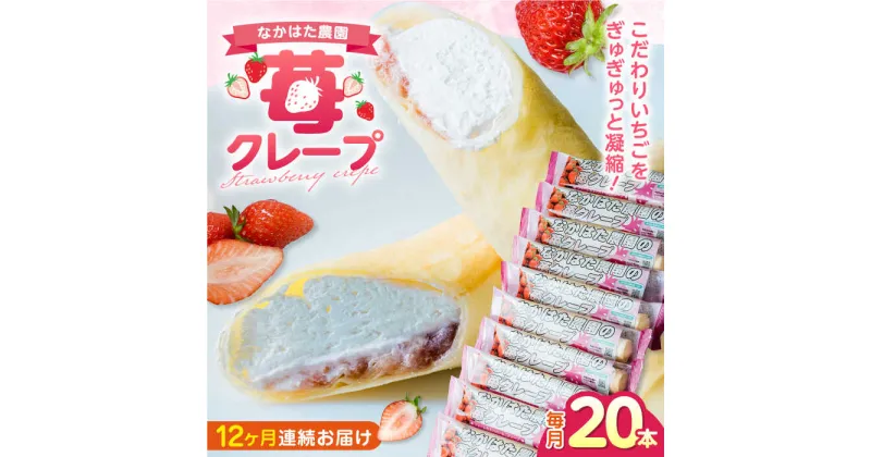 【ふるさと納税】【全12回定期便】なかはた農園の苺クレープ 20本 山都町産 熊本県産【なかはた農園】 アイス おやつ おかし スイーツ デザート いちご イチゴ[YBI058]