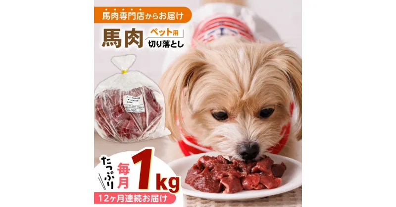 【ふるさと納税】【全12回定期便】国内加工 ペット用 馬肉 切り落とし 1kg 【五右衛門フーズ】[YBZ062]