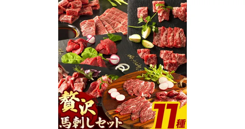 【ふるさと納税】馬肉 馬刺し セット 贅沢馬刺しセット 11種入り 約850g タレ 生おろし生姜付き 道の駅竜北《60日以内に出荷予定(土日祝除く)》 熊本県 氷川町 肉 メン 三枚バラ 大トロ 中トロ ヒレ ロース ランプ チョーチン イチボ フタエゴ 上赤身 コウネ