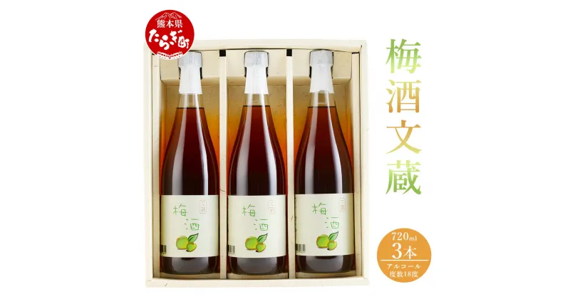 【ふるさと納税】梅酒文蔵 720ml×3本 アルコール濃度18％ 球磨焼酎 梅酒 米焼酎 本格焼酎 リキュール 九州産 国産 熊本県 多良木町 送料無料 まろやか さわやか 梅