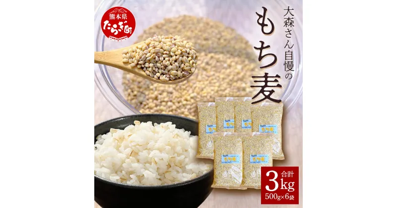 【ふるさと納税】もち麦 合計3kg 500g×6袋 国内産 熊本県産 多良木町産 JAS 無農薬 化学肥料不使用 常温 食物繊維 β-グルカン 健康 ヘルシー 糖尿病予防 ダイエット 眼精疲労 アンチエイジング モチモチ 食感 多良木町産 熊本県 送料無料