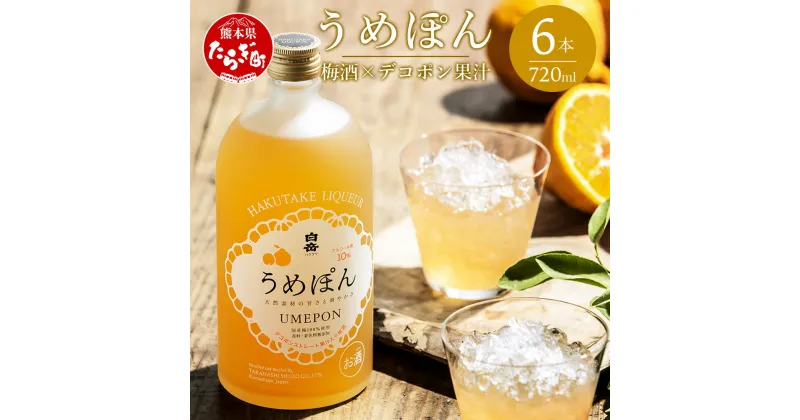 【ふるさと納税】白岳うめぽん 梅酒 6本セット 720ml×6本 10度 国産梅 梅酒 デコポン お酒 酒 ゆず うめ 高橋酒造 多良木町 熊本県産 九州産 国産 熊本県 多良木町 ギフト 贈答 贈り物 送料無料