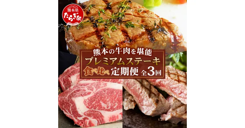 【ふるさと納税】【定期便3回】熊本の牛肉 堪能 「黒毛和牛・あか牛」プレミアム ステーキ 食べ比べ定期便 黒毛和牛サーロイン・あか牛ロース・極上ヒレ＆サーロイン 3ヶ月 A5等級 黒毛和牛 希少 あか牛 牛肉 熊本県 多良木町 定期配送 九州産 熊本県 多良木町 送料無料