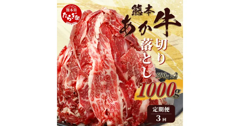 【ふるさと納税】【定期便3回】熊本あか牛 切り落とし 計3Kg (500g×2)×3回 牛肉 肉 熊本 熊本県産 あか牛 赤牛 切り落とし 切落し 焼肉 牛丼 多彩な料理に 国産 九州産 送料無料 041-0137