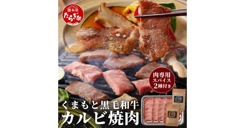 【ふるさと納税】くまもと 黒毛和牛 カルビ 焼肉 (専用 スパイス 2種付) 合計300g「肉専用 にんにく醤油」「ふぐヒレ スパイス」 ソムリエ 厳選 ブランド 牛 くまもと 黒毛和牛 カルビ 焼き肉 やき肉 ニンニク 熊本県 牛 肉 くまもと 黒毛 和牛 冷凍 送料無料