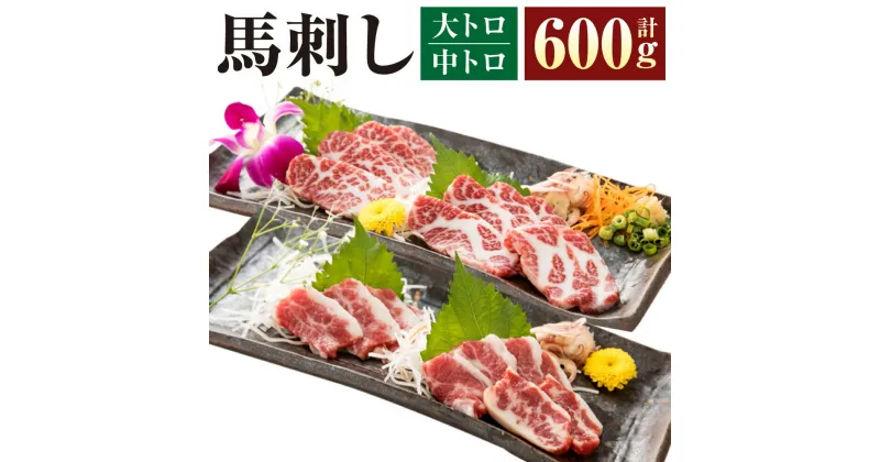 【ふるさと納税】大トロ 中トロ 霜降り 馬刺し各300g 計600g 食べ比べ ブロック数不定 醤油 生姜 付き 外国産 国内肥育 熊本県 湯前町 送料無料