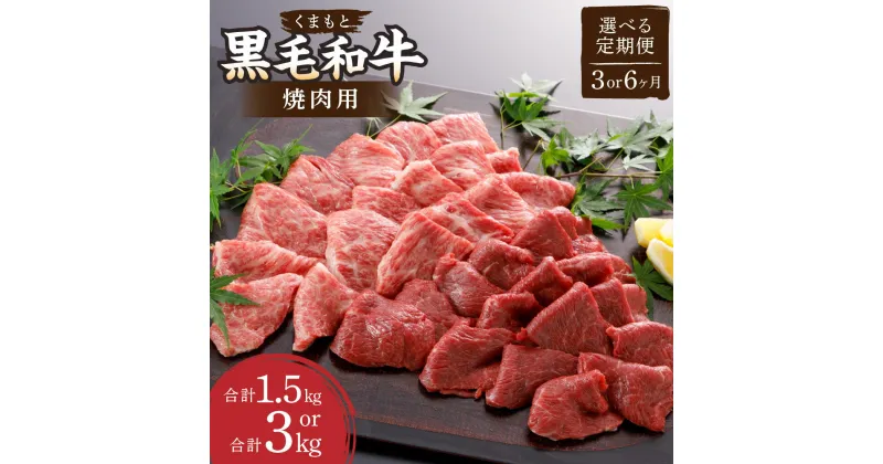 【ふるさと納税】【選べる定期便】くまもと黒毛和牛 焼肉用 約500g 計1.5kg～3kg 3ヶ月 6ヶ月 定期便 やきにく BBQ 焼き肉 肉 お肉 牛肉 黒毛和牛 和牛 ブランド牛 3回 6回 九州 国産 熊本県 湯前町 送料無料