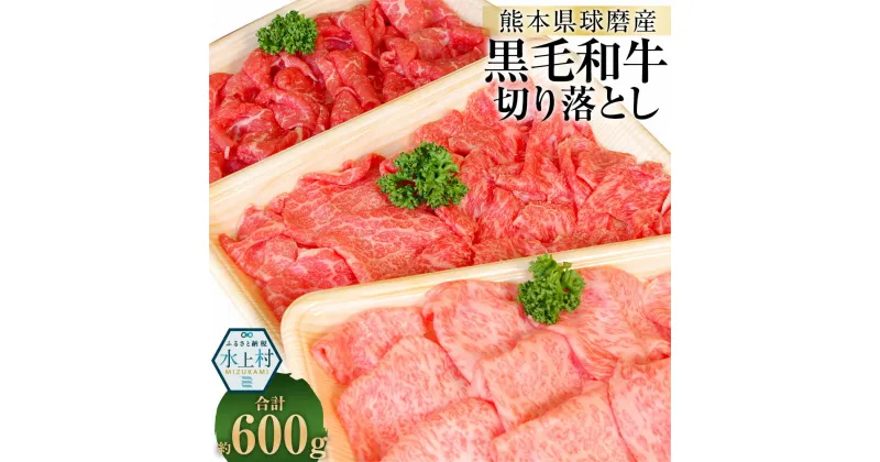 【ふるさと納税】球磨産 黒毛和牛 切り落とし 200g×3パック 合計600g 熊本県産 和牛 くまもと球磨産 お肉 牛肉 切落し 小分け パック 冷凍 熊本県 水上村 送料無料