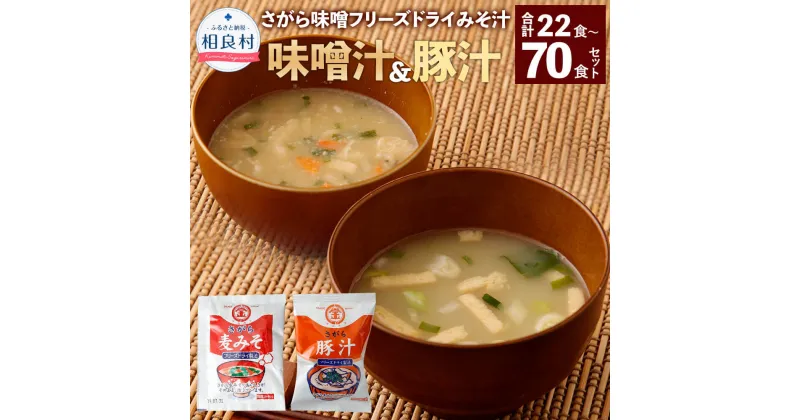 【ふるさと納税】＜選べる セット＞さがら味噌 フリーズドライ 味噌汁 豚汁 合計22食～合計70食セット 即席味噌汁 とん汁 お湯を注ぐだけ インスタント スープ 食品 九州 熊本県 相良村 送料無料