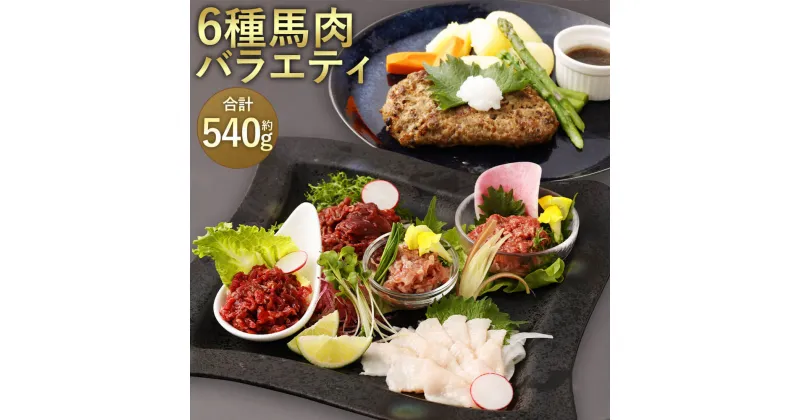 【ふるさと納税】6種馬肉バラエティ 約540g 6種セット 赤身切落し/コウネスライス/フタエゴダイス/線切り(ユッケ)/桜うまトロ/馬肉ハンバーグ タレ付き おろしポン酢 万能和風ソース 真空パック 馬刺し 馬肉 お取り寄せ 桜肉 冷凍 送料無料