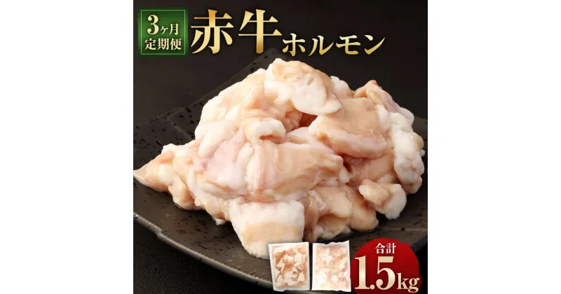 【ふるさと納税】【3ヶ月定期便】赤牛ホルモン 合計1.5kg 1回あたり500g（250g×2パック） 熊本県産 赤牛 小腸 定期便 シロホルモン 九州産 国産 牛肉 肉 ホルモン 冷凍 送料無料