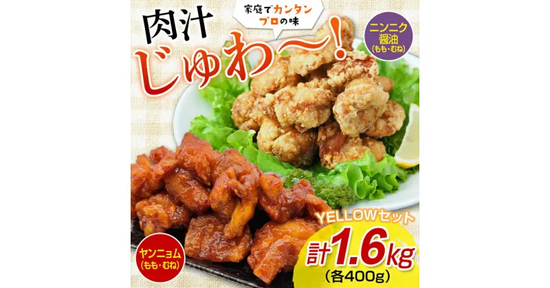 【ふるさと納税】熊本県 球磨村 唐揚げYELLOWセット（ニンニク醤油・ヤンニョム）1.6キロ FKP9-349