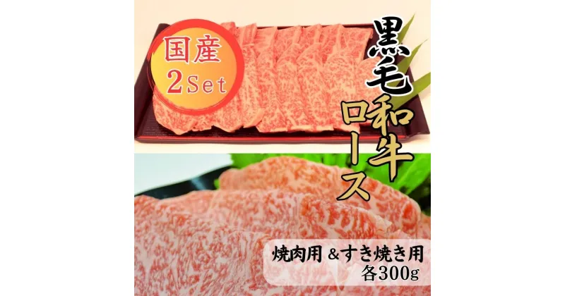 【ふるさと納税】球磨牛　熊本県産　黒毛和牛ロースセット(焼き肉用300g・すき焼き用300g) 　お届け時期：入金確認後20日前後