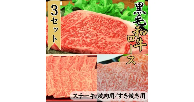 【ふるさと納税】球磨牛　熊本県産　黒毛和牛ロースセット(ステーキ200g×2枚・焼き肉用300g・すき焼き用300g) 　お届け時期：入金確認後20日前後