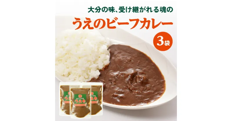 【ふるさと納税】大分の味、受け継がれる魂のうえのビーフカレー 3袋 カレーライス カレールー 欧風 カレー おおいた和牛 スパイシー シンプル 牛ホホ肉 化学調味料不使用 麻生醤油 味噌 原木干し椎茸 新908 簡単調理 冷蔵 湯せん 電子レンジ お取り寄せ 大分県産 K03027