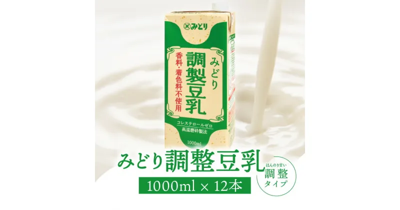 【ふるさと納税】みどり豆乳 成分調製 1000ml×6入×2ケース（計12本） 豆乳 ソイ ソイミルク 調整豆乳 香料不使用 着色料不使用 砂糖不使用 大豆 遺伝子組換えでない大豆 牛乳の代用 飲料 飲み物 常温保存可能 紙パック イソフラボン タンパク質 たんぱく質 I07005