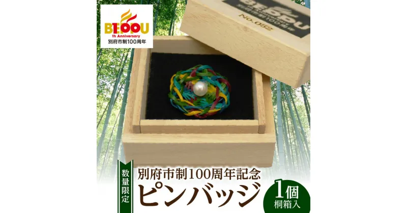 【ふるさと納税】数量限定 別府市制100周年 記念 ピンバッジ 真珠 竹細工 日用品 雑貨 アクセサリー 小物 飾り 特別デザイン SDGs 桐箱入り おすすめ ご褒美 贈り物 贈答 プレゼント ハンドメイド 伝統工芸 おしゃれ プレミアム 大分県 別府市 送料無料