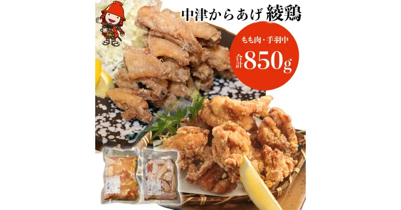 【ふるさと納税】中津からあげ 綾鶏 もも500g ・手羽中350g(合計850g) 家庭調理 中津からあげ 唐揚げ からあげ から揚げ 弁当 おかず お惣菜 おつまみ 大分県 中津市／熨斗対応可 お歳暮 お中元 など