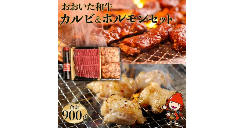 【ふるさと納税】【数量限定】おおいた和牛カルビ&国産ホルモンセット 合計900g たれ付き 豊後牛 和牛 牛肉 カルビ 中津市 大分県産 九州産 国産 冷凍 送料無料