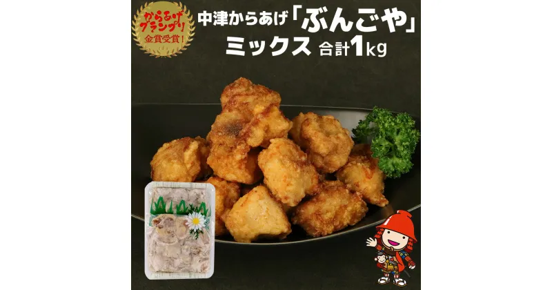 【ふるさと納税】骨なし 中津からあげ 500g×2個 合計1kg からあげグランプリ金賞受賞 ぶんごや からあげ 唐揚げ 味付き 鶏肉 揚げ物 モモ肉 ムネ肉 おかず 惣菜 揚げるだけ 冷凍 九州産 国産 冷凍 送料無料／熨斗対応可 お歳暮 お中元 など