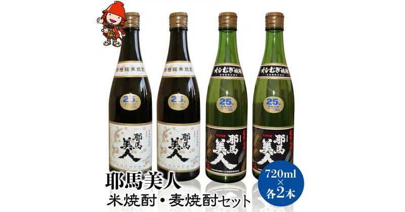 【ふるさと納税】 耶馬美人 米焼酎・麦焼酎セット 25度 720ml×各2本(合計4本)大分県中津市の地酒 米焼酎 麦焼酎 大分県産 九州産 中津市 国産 送料無料／熨斗対応可 お歳暮 お中元 など