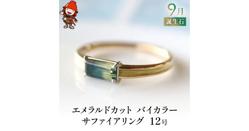 【ふるさと納税】誕生石 9月 バイカラーサファイア 指輪 リング 12号 エメラルドカット K18 PT900 プラチナ アクセサリー 婚約指輪 プロポーズ 結婚指輪 誕生日 婚約 結婚 母の日 プレゼント 祝 記念日 女性 贈り物 大分県産 九州産 中津市 国産 送料無料