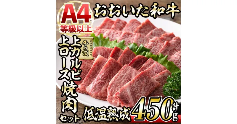 【ふるさと納税】おおいた和牛 上カルビ・上ロース焼肉セット (合計450g・上カルビ250g+上ロース200g) 国産 牛肉 肉 霜降り 低温熟成 A4 和牛 ブランド牛 カルビ ロース 焼肉 BBQ 冷凍 【DH210】【(株)ネクサ】