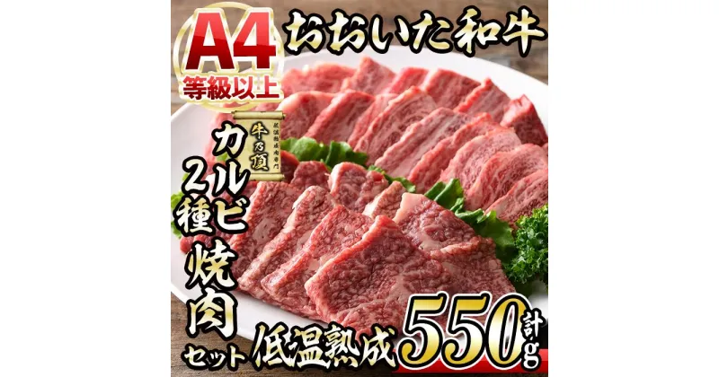 【ふるさと納税】おおいた和牛 カルビ 2種焼肉セット (合計550g・赤身カルビ250g+カルビ300g) 国産 牛肉 肉 霜降り 低温熟成 A4 和牛 ブランド牛 焼肉 BBQ 冷凍 大分県 佐伯市【DH211】【(株)ネクサ】