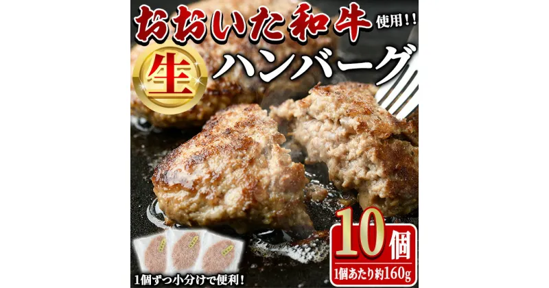 【ふるさと納税】おおいた和牛 生 ハンバーグ (計1.6kg・160g×10個) 牛肉 肉 生ハンバーグ 惣菜 おかず 黒毛和牛 和牛 ブランド牛 冷凍【HE08】【(株)吉野】