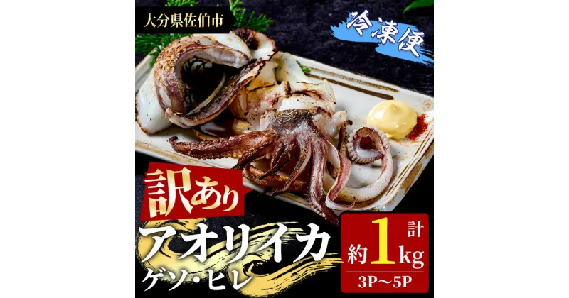 【ふるさと納税】〈訳あり〉加熱用 アオリイカ(ゲソ・ヒレ) (計約1kg・3P～5P) 魚介 イカ 塩焼き 冷凍 おつまみ 海鮮 海の直売所 大分県 佐伯市【AS145】【海べ (株)】