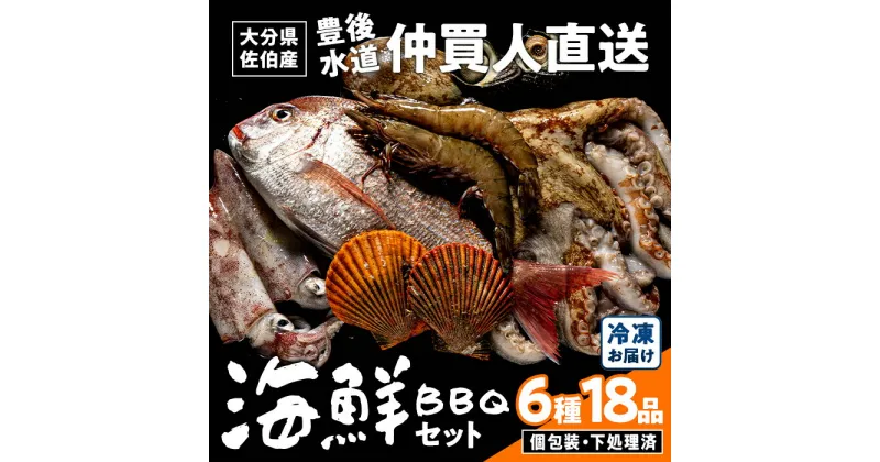 【ふるさと納税】海鮮 BBQ セット (6種・18品) 魚 天然 赤足エビ アカアシ エビ 緋扇貝 ヒオウギ サザエ 鯛 タイ イカ タコ 下処理 済み 高級 豊後水道 個包装 冷凍 大分県 佐伯市 【FZ008】【波平食堂】