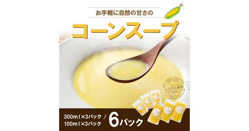 【ふるさと納税】お手軽に　自然の甘さの　コーンスープの素　6袋(300ml×3袋、100ml×3袋)