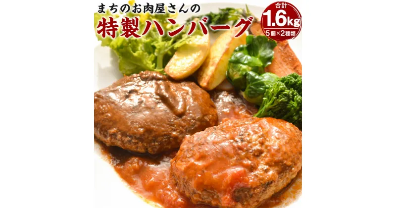 【ふるさと納税】まちのお肉屋さんの 特製ハンバーグ 合計約1.6kg 10個 2種類×5個 10人前 トマトソース デミグラスソース ハンバーグ 小分け 合挽肉 惣菜 洋食 お肉 肉 個包装 国産 大分県産 冷凍 送料無料