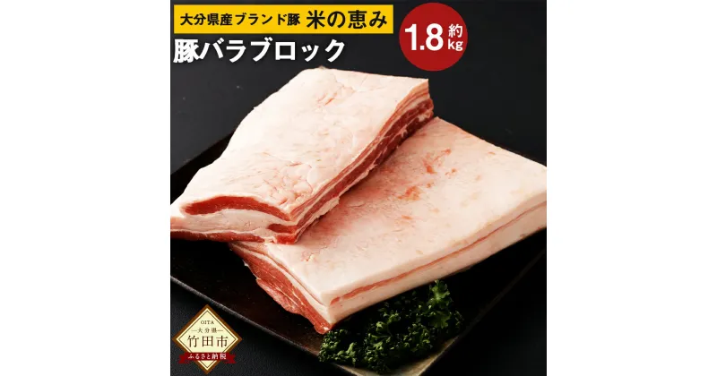 【ふるさと納税】大分県産 ブランド豚 奥豊後豚（米の恵み）バラ肉 ブロック 1.8kg 肉 豚 豚肉 国産 角煮 チャーシュー 豚バラ ブロック肉 かたまり 塊 かたまり肉 BBQ キャンプ 冷凍 大分県 竹田市 送料無料