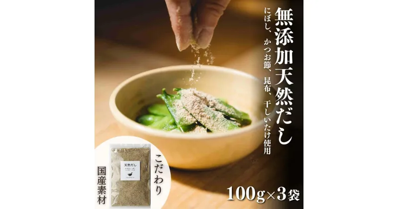 【ふるさと納税】無添加 天然 だし 100g × 3袋 国産 素材 にぼし かつお節 こんぶ 干 しいたけ