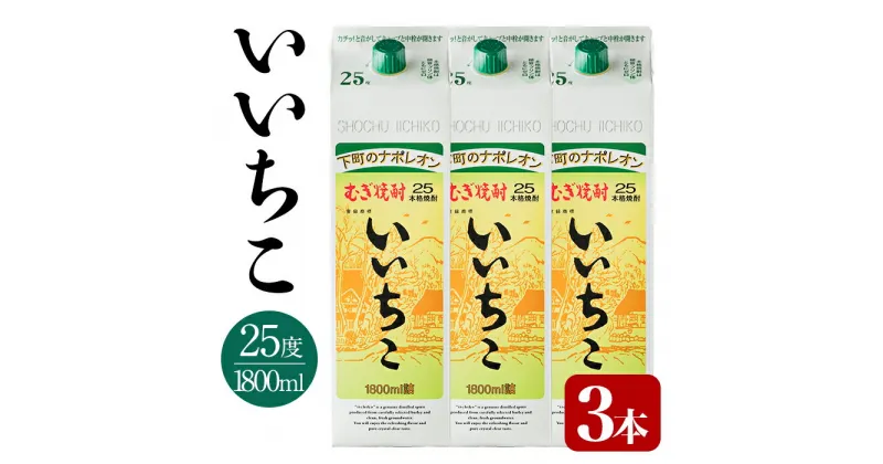 【ふるさと納税】いいちこ 25度 パック(計5.4L・1.8L×3本)酒 お酒 むぎ焼酎 1800ml 麦焼酎 常温 いいちこ 三和酒類 紙パック【106103900】【酒のひろた】