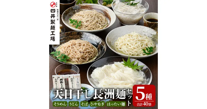 【ふるさと納税】天日干し長洲麺詰合せ(合計40袋・5種)そうめん ひやむぎ うどん そば はったい麺 麺類 詰合せ 手軽 簡単調理 常温 大分県産【101401300】【四井製麺工場】