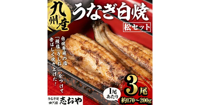 【ふるさと納税】うなぎ処 四代目 志おや 九州産うなぎ 白焼(松・3本)うなぎ 鰻 ウナギ 国産 九州産 白焼き 調味料付き【109400400】【志おや】