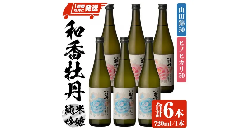 【ふるさと納税】和香牡丹純米吟醸山田錦50&ヒノヒカリ50のみくらべセット(計4.32L・720ml×6本)酒 お酒 純米吟醸 720ml アルコール 飲料 常温 飲み比べ セット【107303800】【時枝酒店】