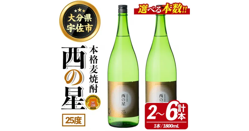 【ふるさと納税】＜本数が選べる！＞西の星 ビン 25度(1800ml・2本、4本、6本)酒 お酒 焼酎 麦焼酎 アルコール 三和酒類【114001400・114001500・114001600】【一般社団法人　地域商社USA】