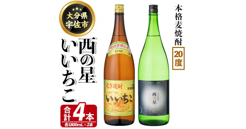 【ふるさと納税】いいちこ 西の星 ビン 20度(合計4本・1800ml×各2本)酒 お酒 焼酎 麦焼酎 アルコール 飲み比べ セット 詰め合わせ 詰合せ 三和酒類【114002600】【一般社団法人　地域商社USA】