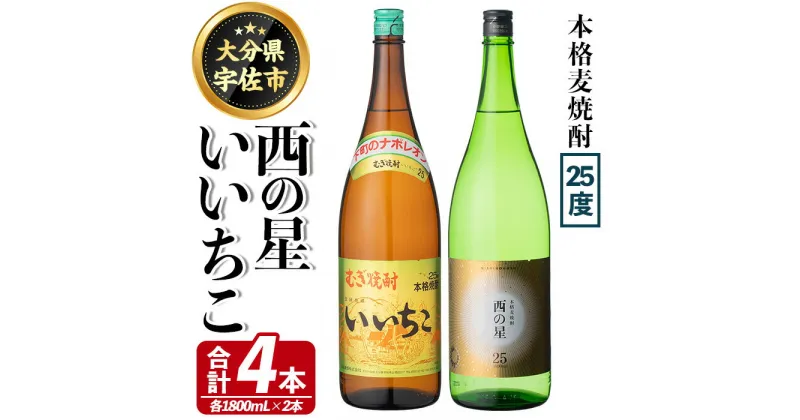 【ふるさと納税】いいちこ 西の星 ビン 25度(合計4本・1800ml×各2本)酒 お酒 焼酎 麦焼酎 アルコール 飲み比べ セット 詰め合わせ 詰合せ 三和酒類【114002700】【一般社団法人　地域商社USA】